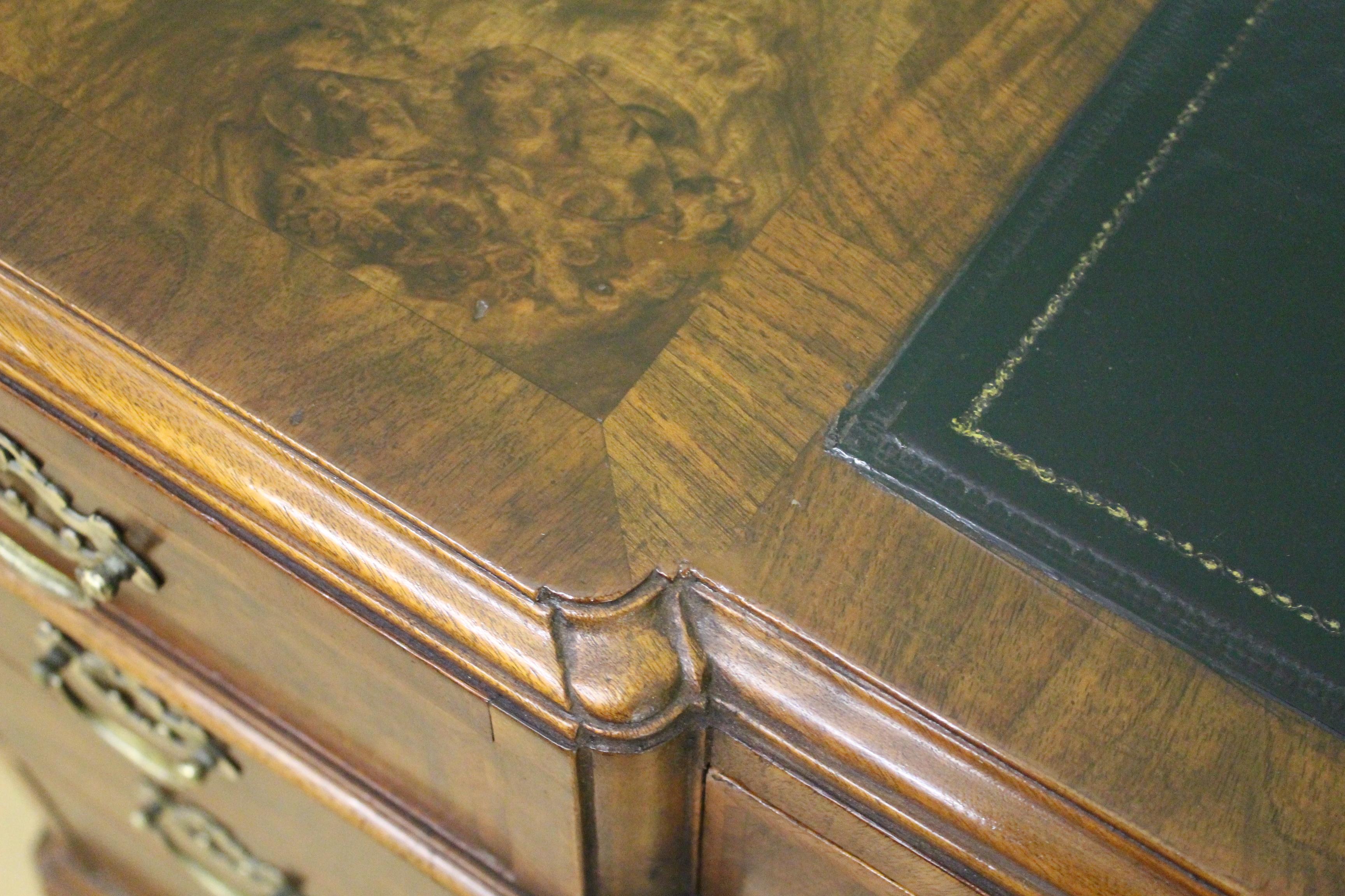 English Burr Walnut Pedestal Desk by Maple & Co. 5