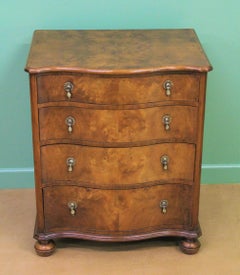 English Burr Walnut Serpentine Fronted Chest of Drawers