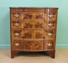English Burr Walnut Serpentine Fronted Chest of Drawers
