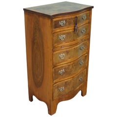English Burr Walnut Serpentine Fronted Chest of Drawers
