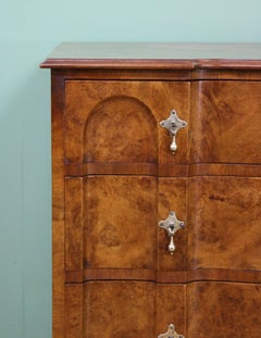 English Burr Walnut Shaped Front Chest of Drawers