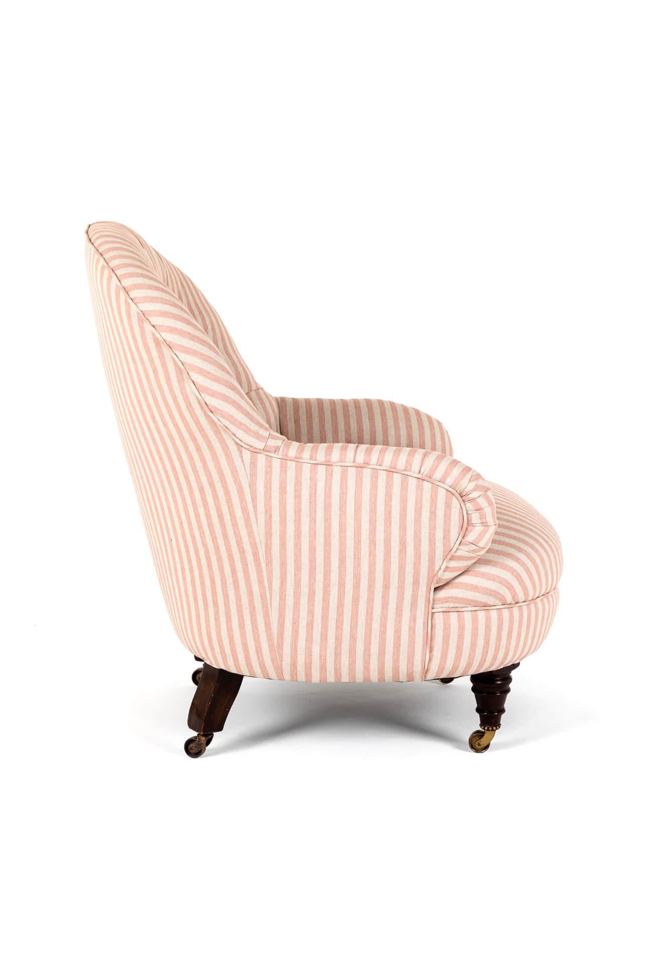 Hand-Crafted English Button Back Armchair by Cornelius V. Smith For Sale