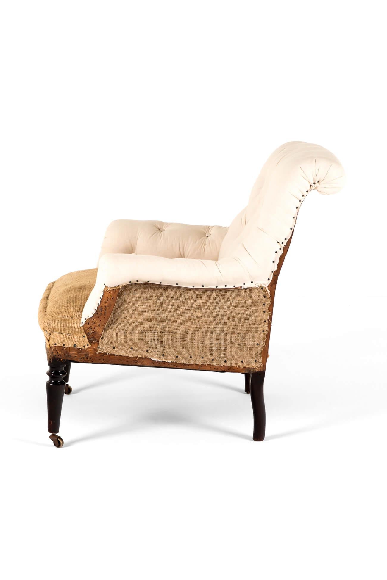 High Victorian English Button Back Victorian Armchair