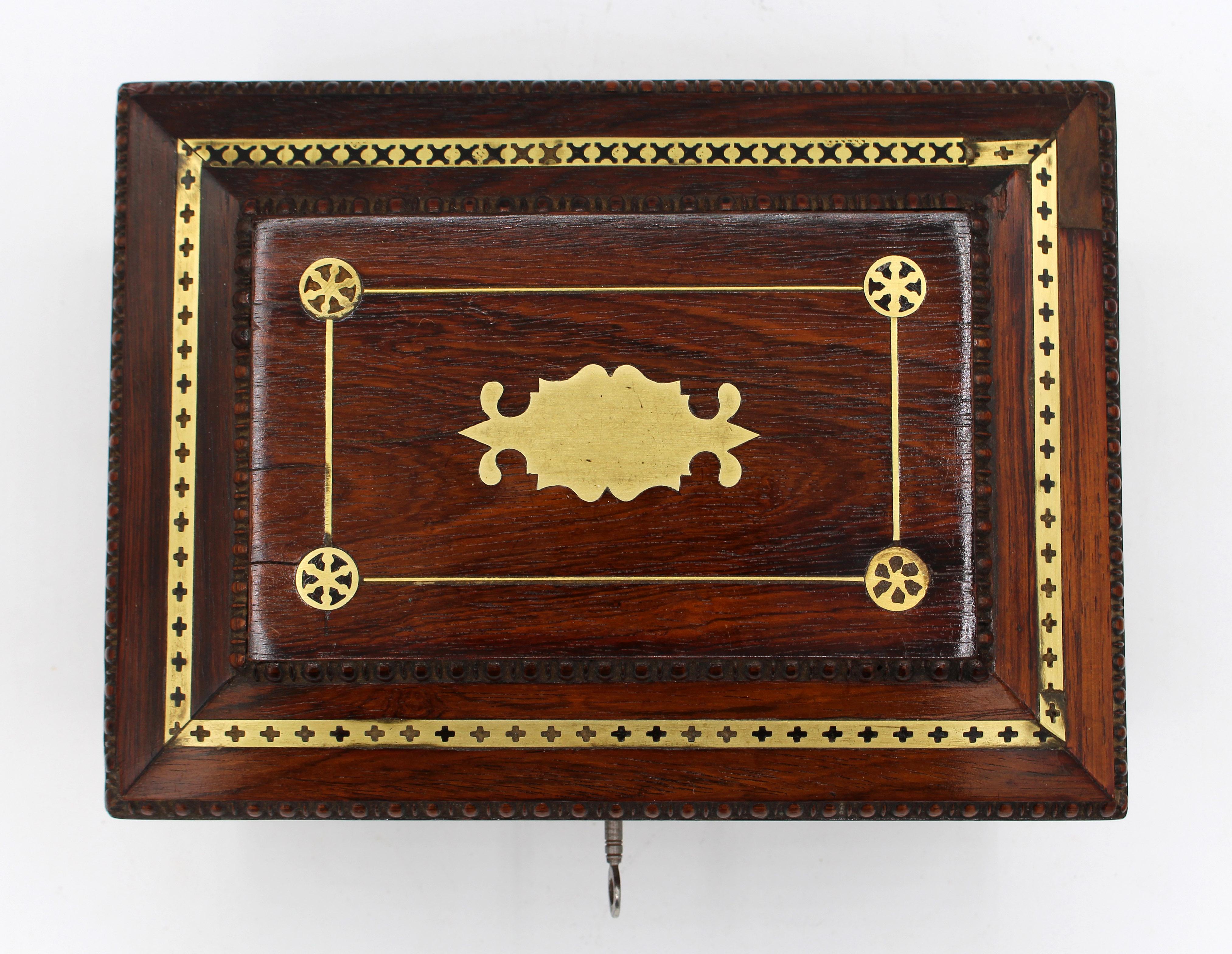 English c. 1815-25 Regency Brass Inlaid Work Box 2