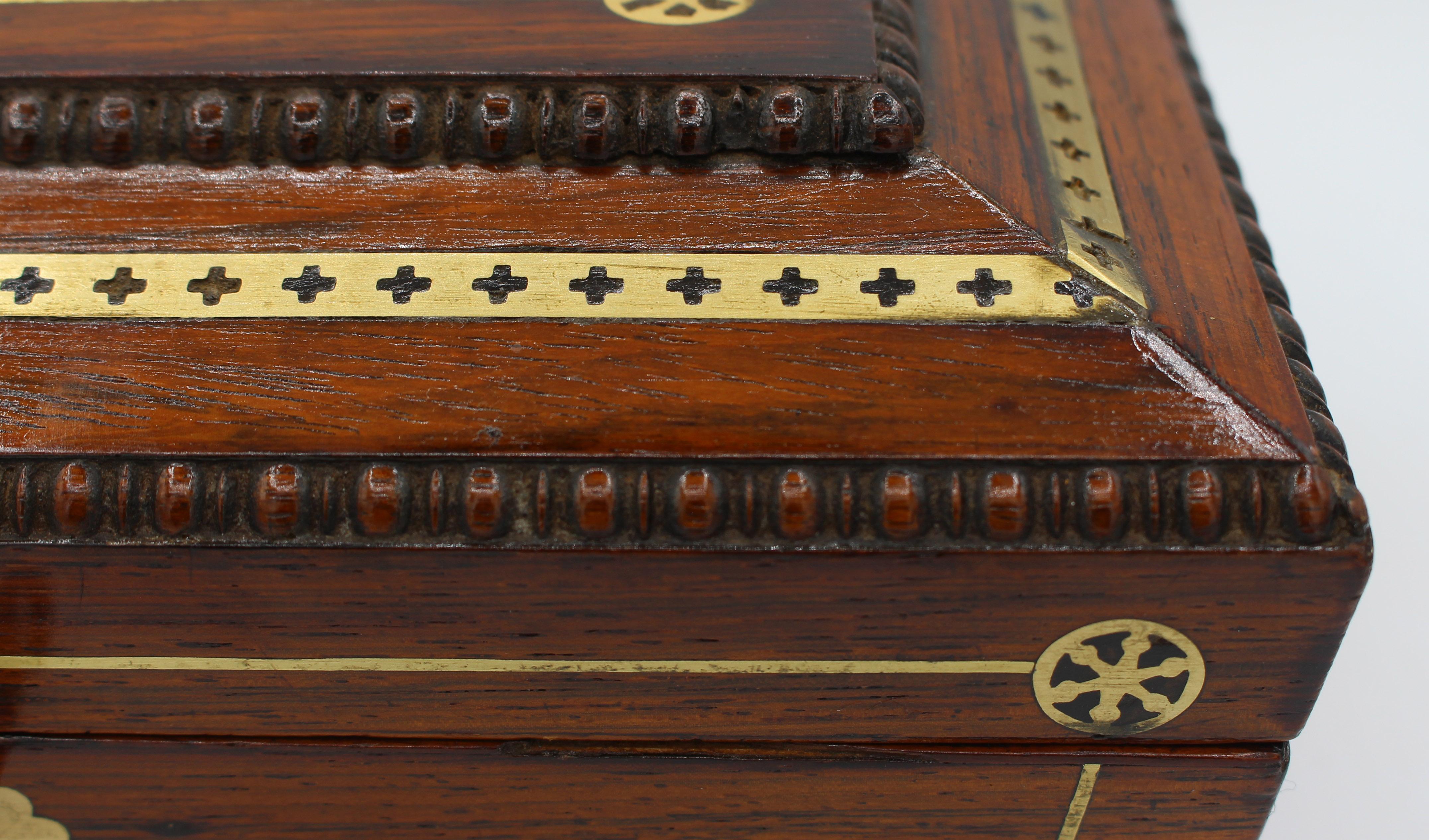 English c. 1815-25 Regency Brass Inlaid Work Box 5