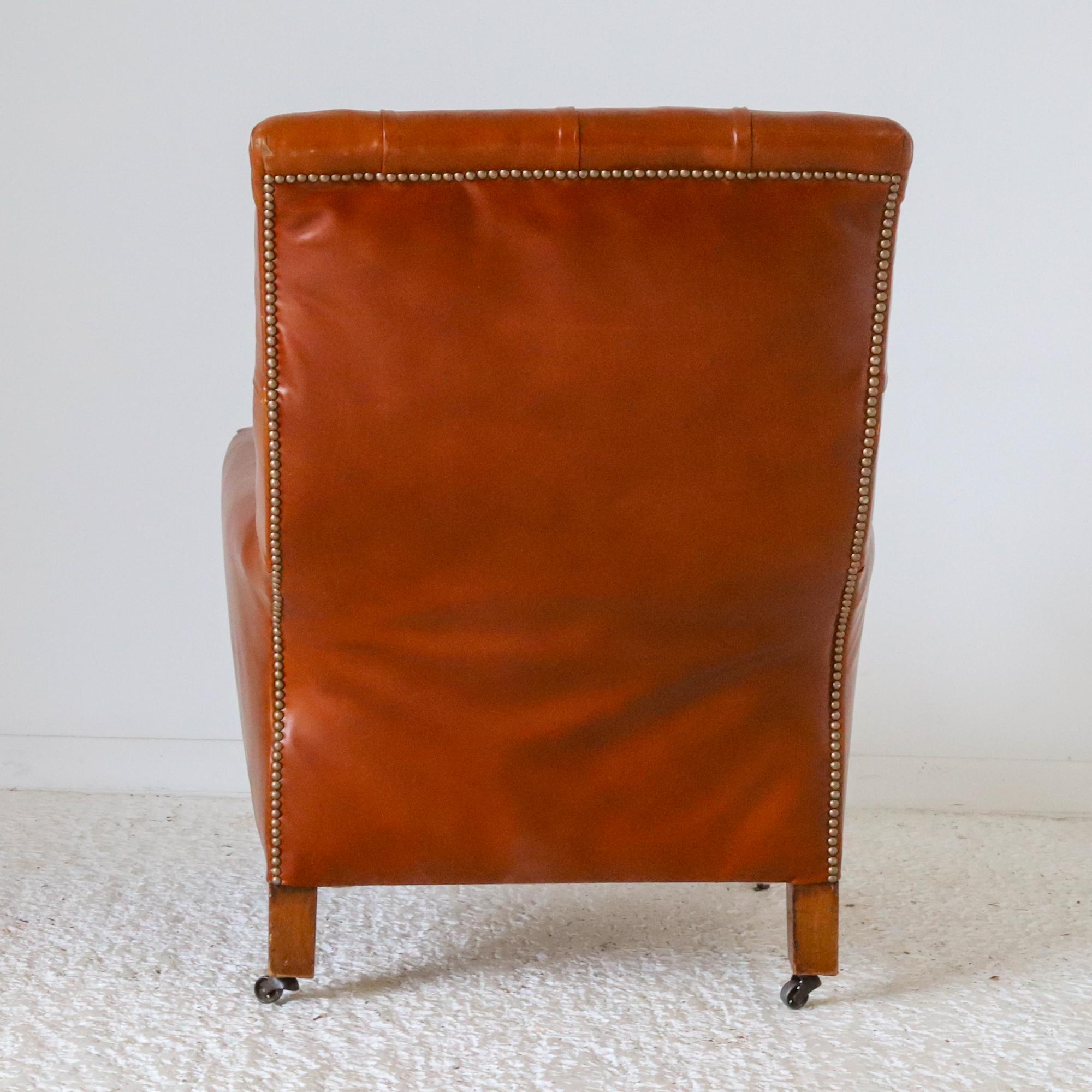 English c. 1830 Mahogany William IV Library Chair reupholstered in tan leather  For Sale 6