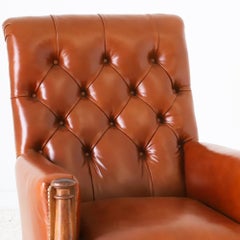 English c. 1830 Mahogany William IV Library Chair reupholstered in tan leather