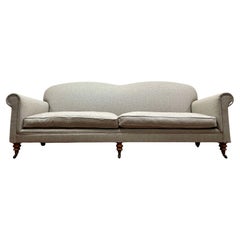 Used English C 1900 Camel Back Upholstered Sofa