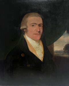 Fine English Georgian Period Oil Painting Portrait of a Country Squire Gentleman