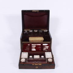 English circa 1900 Coromandel Vanity Box Lined with Red Velvet