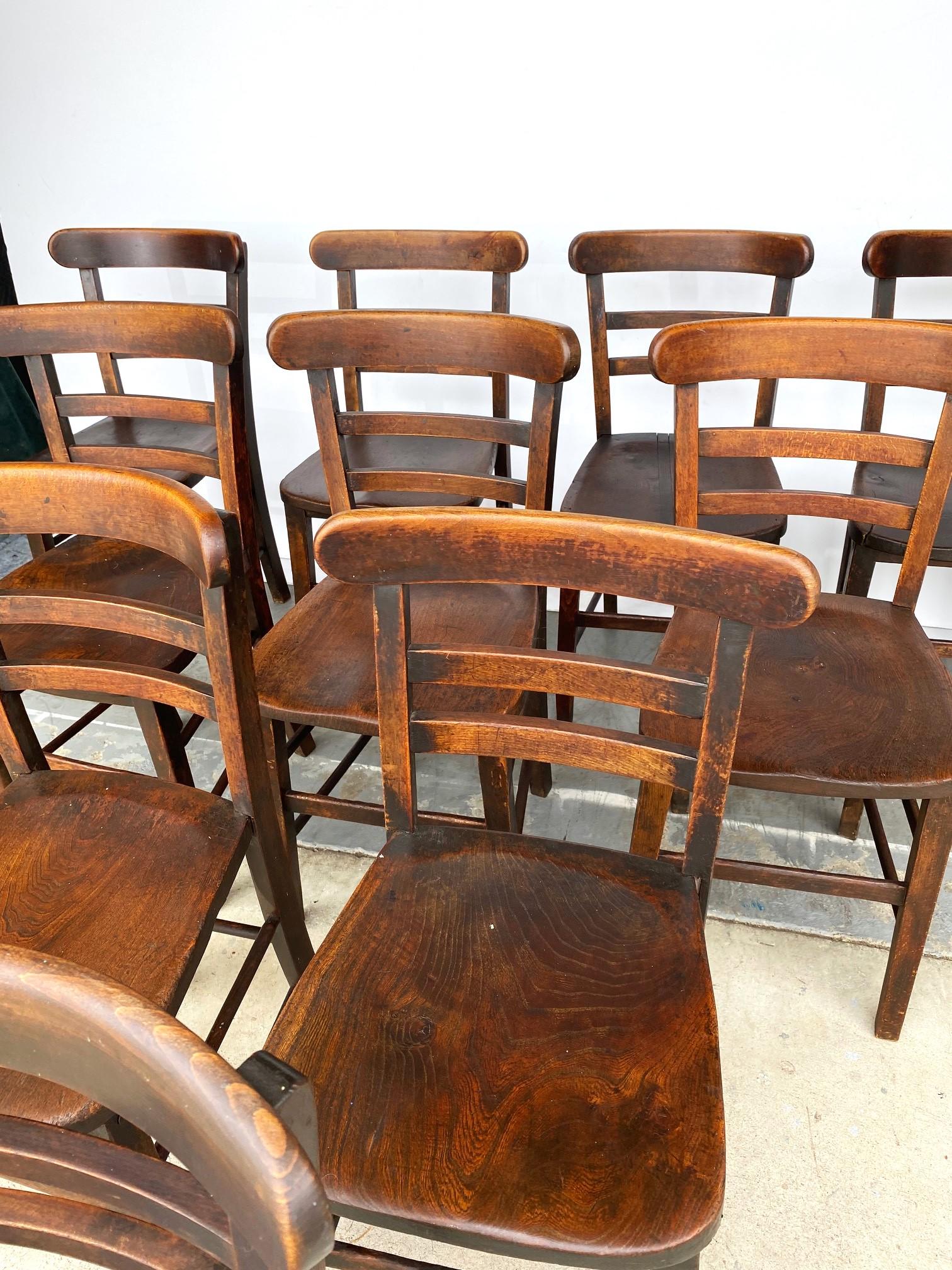 Early 20th Century English Cafe Chairs Set of 10