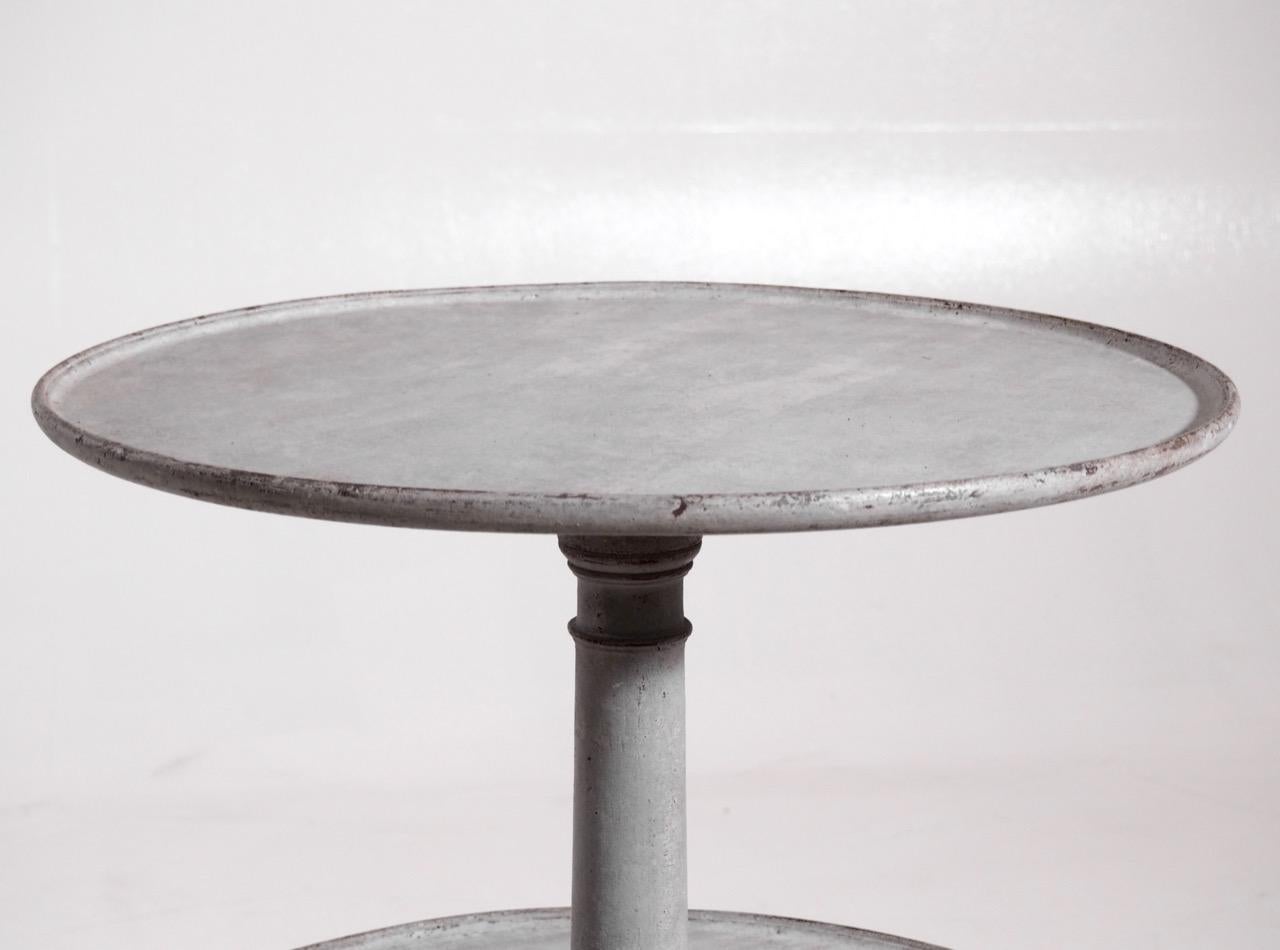 A painted English cake stand, with original bronzed wheel. Top part spins, circa 1860.