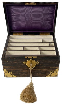 English Calamander Filing Box with Malachite and Brass Fittings