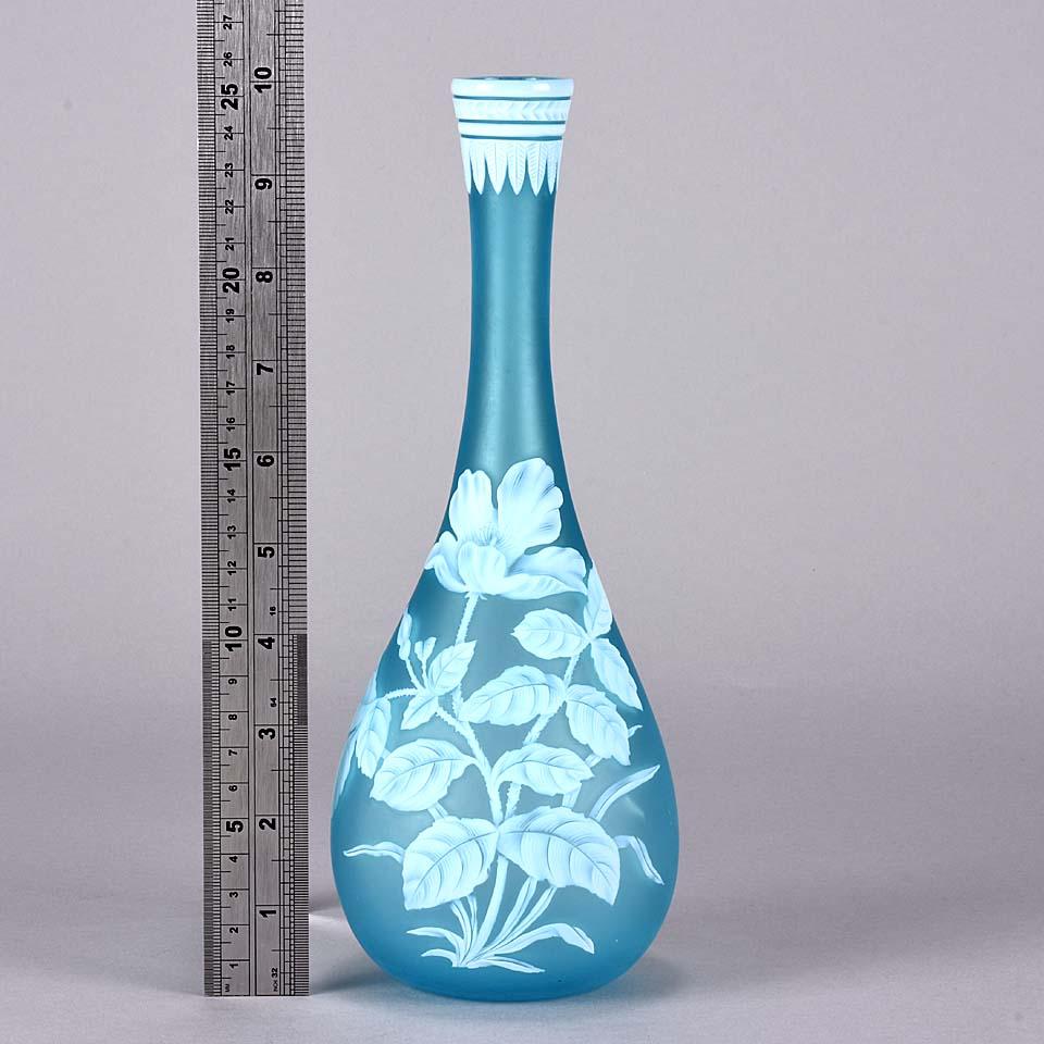 English Cameo Glass Blue Flower Vase by Thomas Webb 4