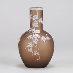 English Cameo Glass Flower Vase by Thomas Webb