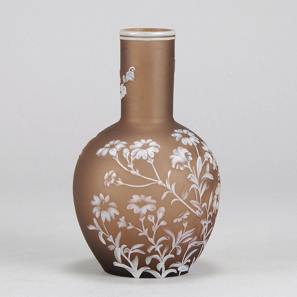 Art Nouveau English Cameo Glass Flower Vase by Thomas Webb