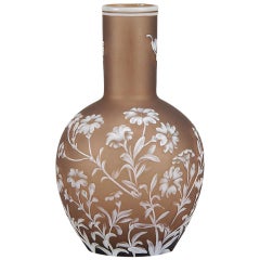 English Cameo Glass Flower Vase by Thomas Webb