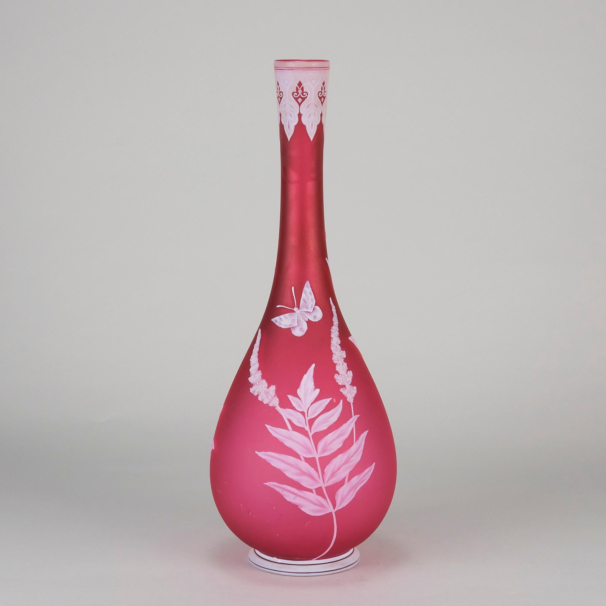 Late 19th Century English Cameo Glass Vase Entitled 'Oleander' by Thomas Webb For Sale
