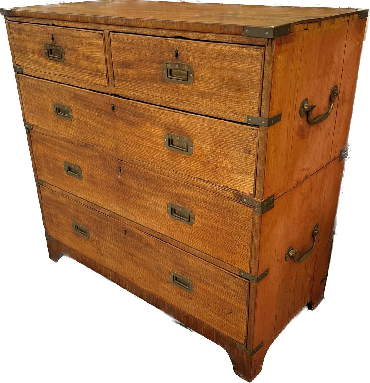 Wood English Campaign Chest, 19th Century