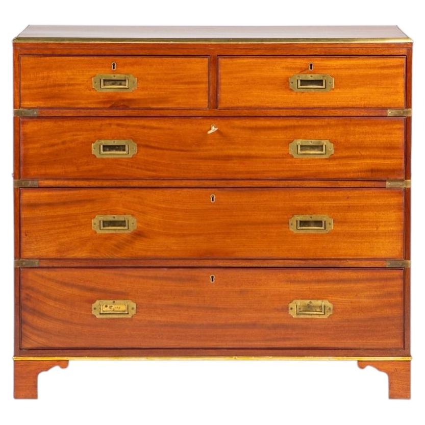 English Campaign Chest in Cuban Mahogany with Brass Hardware