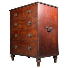 English Campaign Chest of Drawers 19th century Antique English Campaign Chest of Drawers 19th century