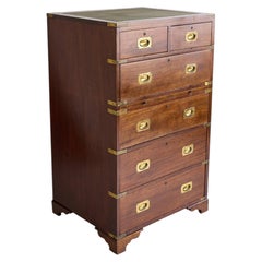 English Campaign Chest & Secretary in Mahogany with Brass Fittings