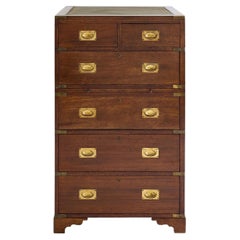 English Campaign Chest & Secretary in Mahogany with Brass Fittings