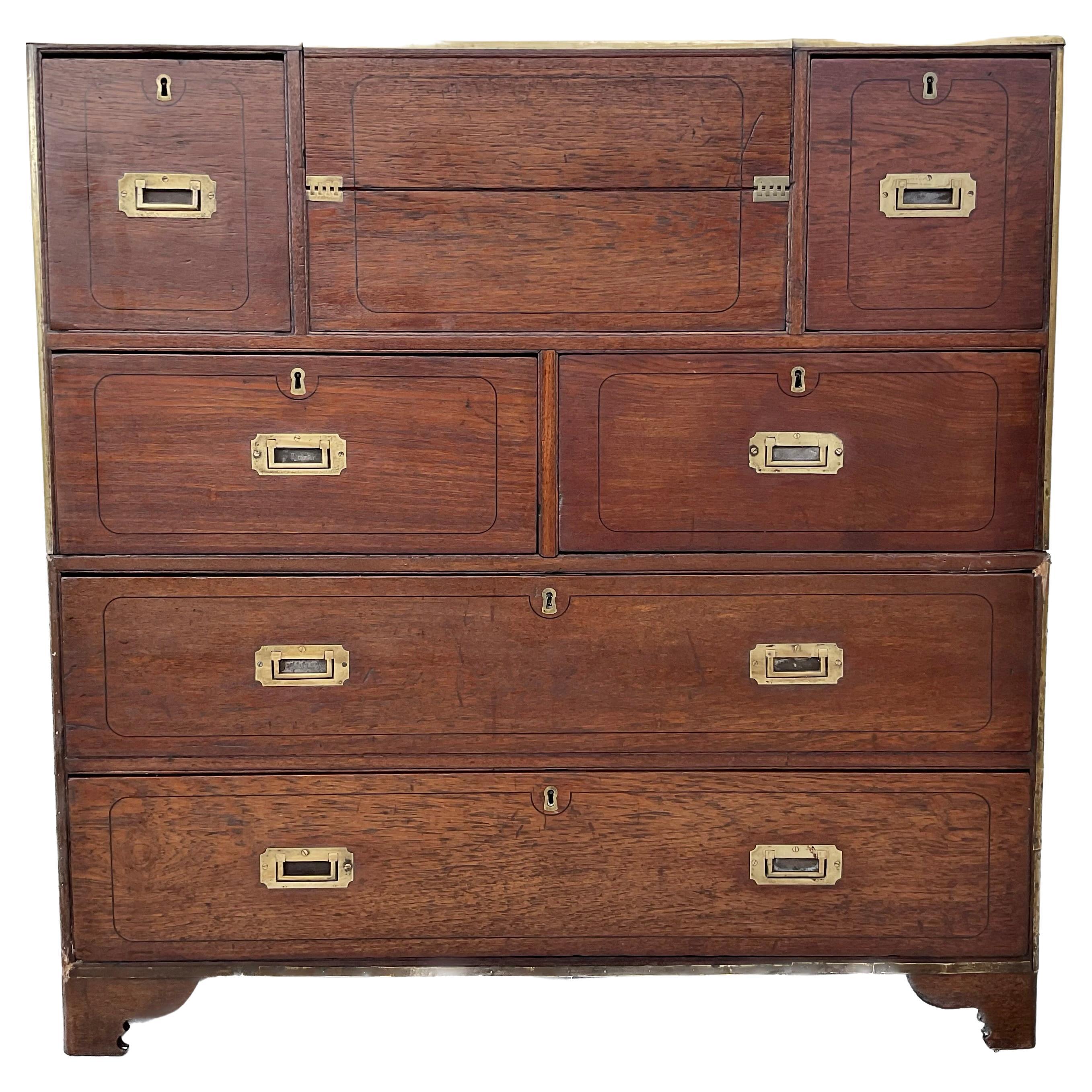 English Campaign Chest With Integrated Writing Desk