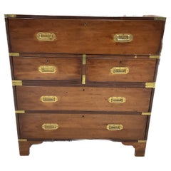 Antique English Campaign Chest With Writing Desk