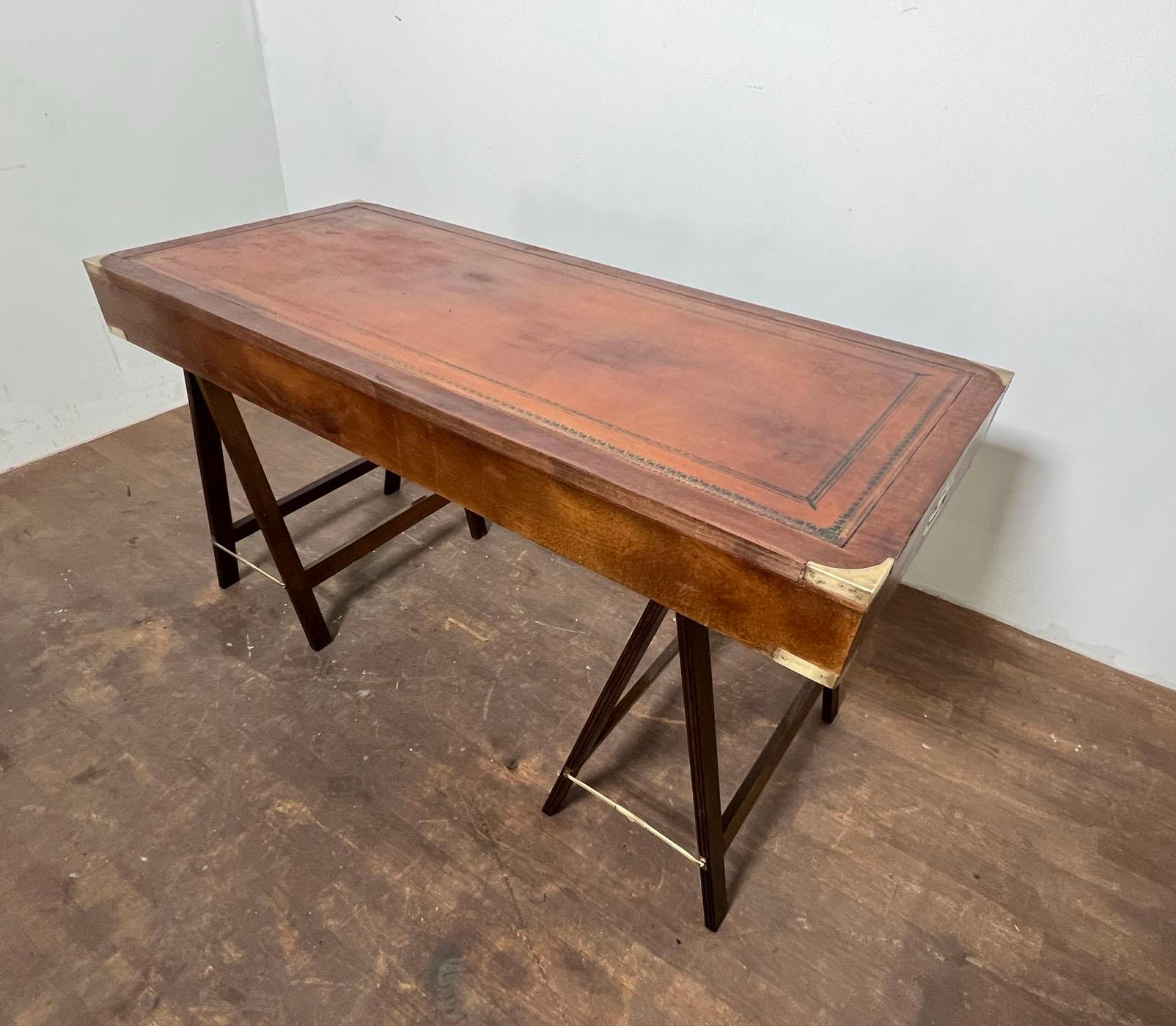 English Campaign Desk With Leather Top Circa 1950s 6
