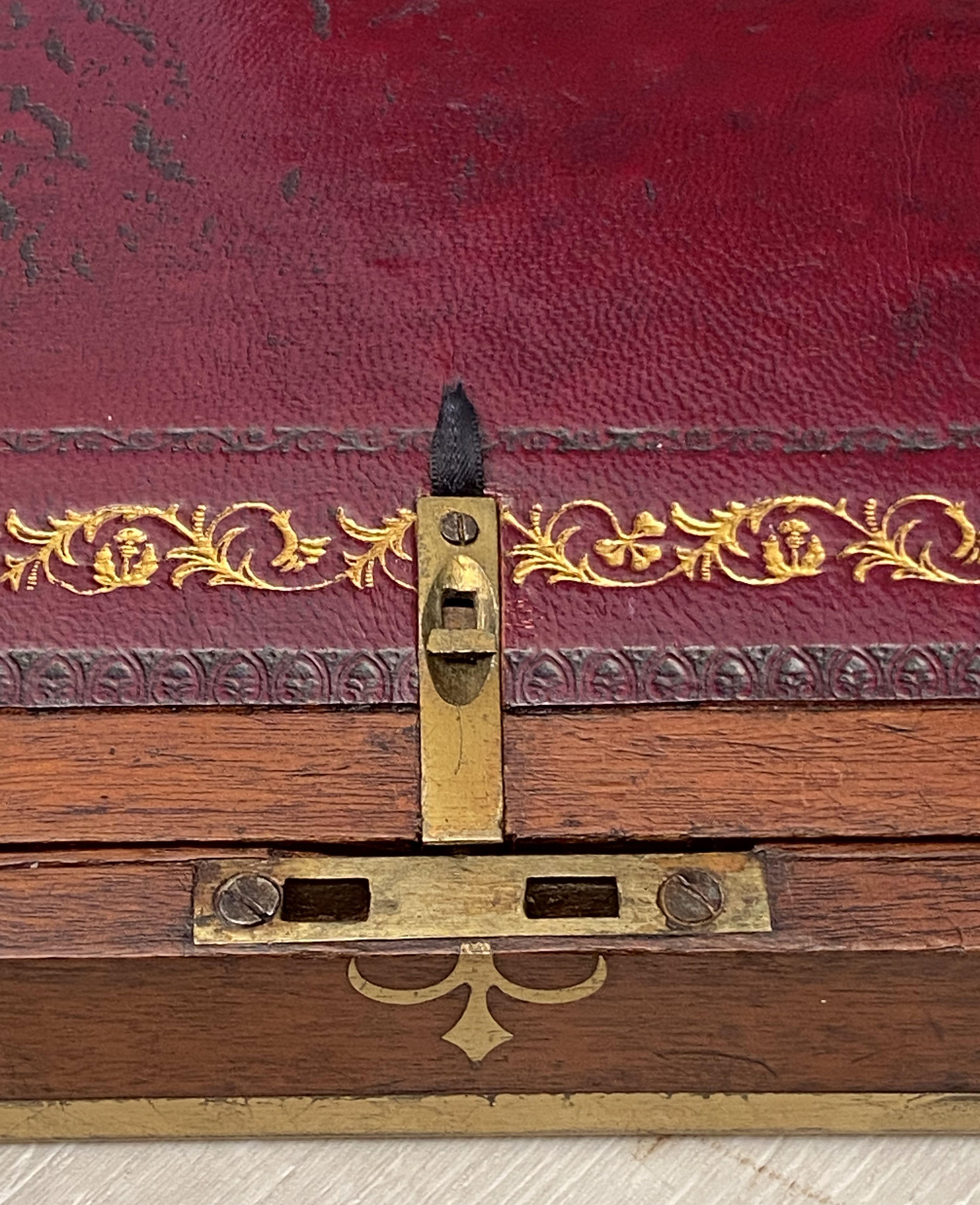 English Campaign Era Writing Box of Brass-Bound Mahogany For Sale 11