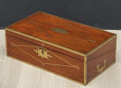 English Campaign Era Writing Box of Brass-Bound Mahogany