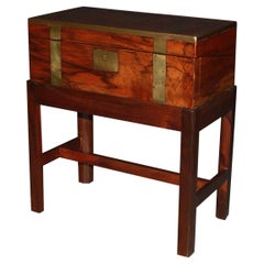Antique English Campaign Lap Desk on Stand