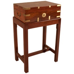 British Campaign Mahogany Officer's Chest on Stand