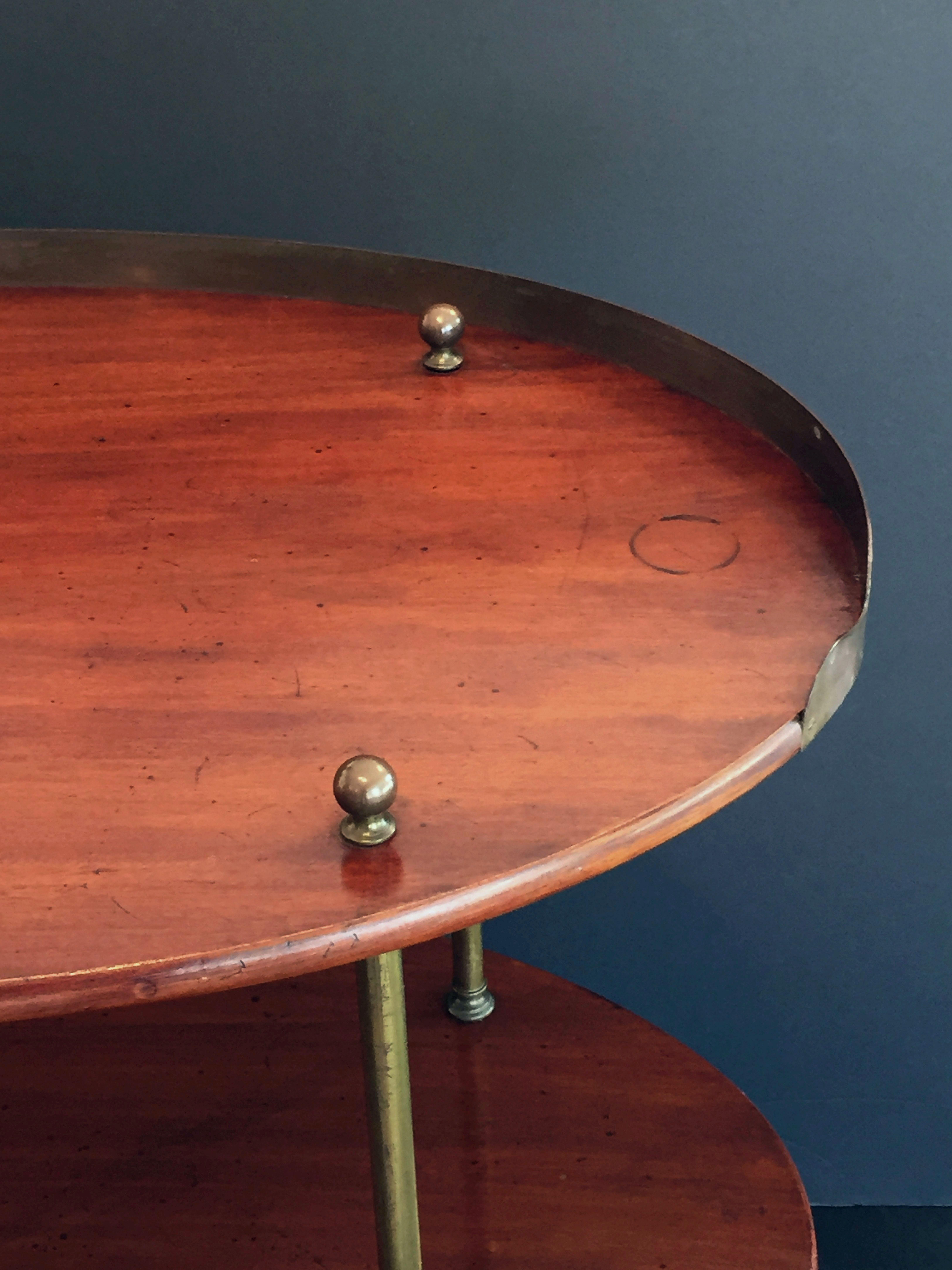 English Campaign Oval Table of Wood and Brass, circa 1880 For Sale 4