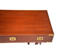 English Campaign Style Desk with Two Drawers