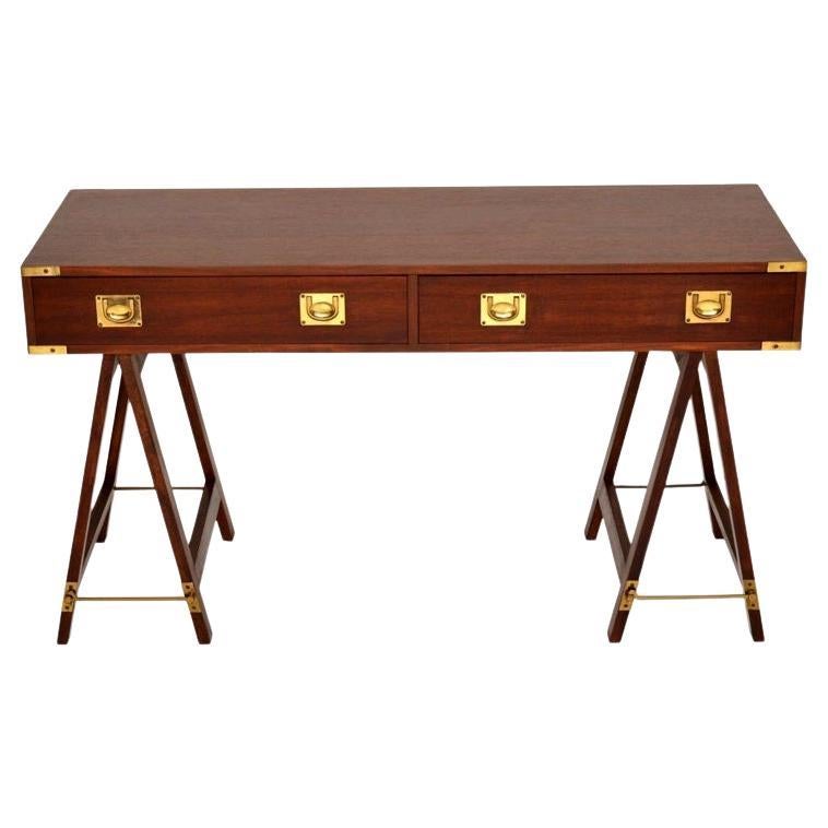 English Campaign Style Desk with Two Drawers For Sale