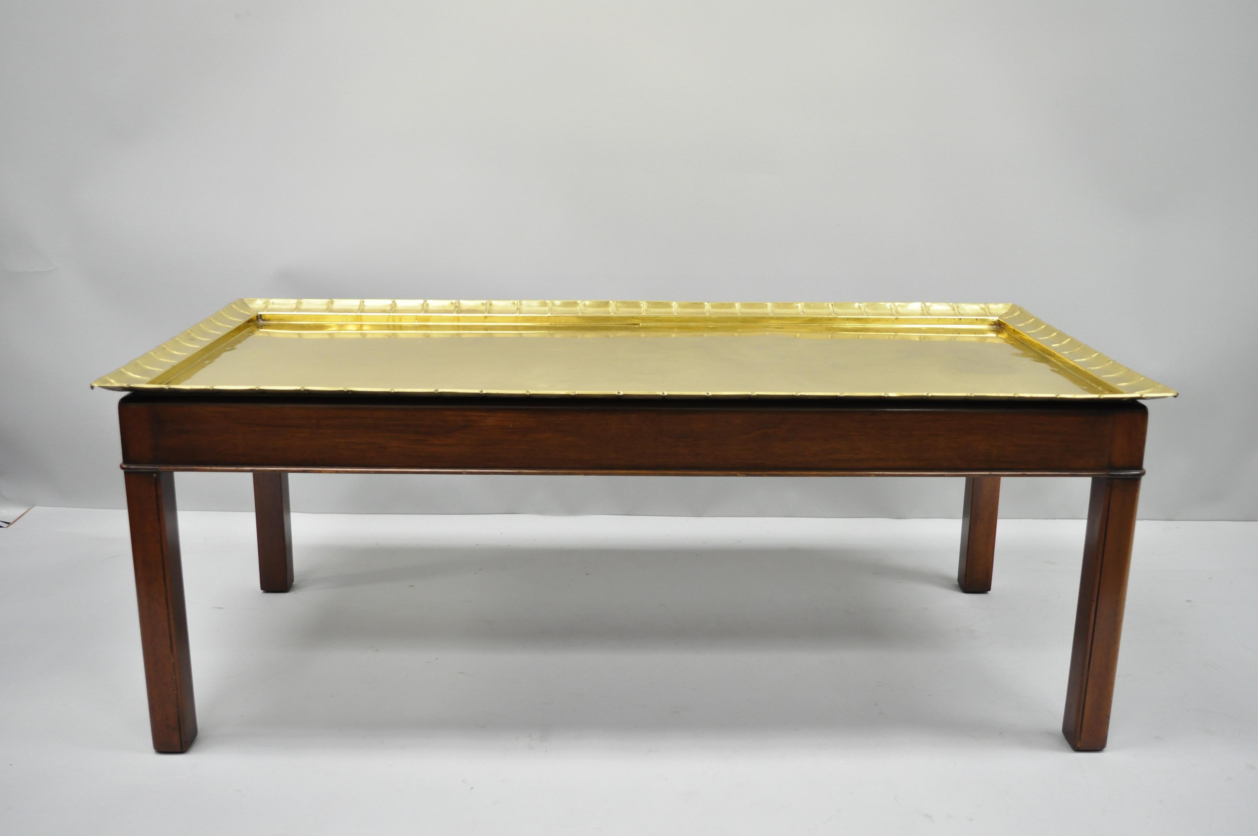 English Campaign Style Mahogany and Brass Tray Top Georgian Style Coffee Table For Sale 6