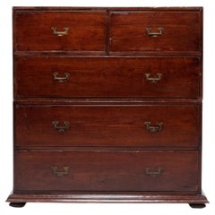 Antique English Campaign Style Mahogany Stacking Chest of Drawers, c. 1900