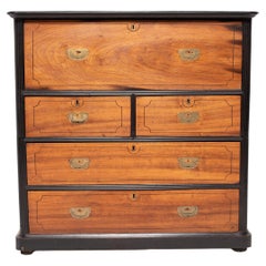 English Campaign Style Stacking Secretaire Chest, c. 1850