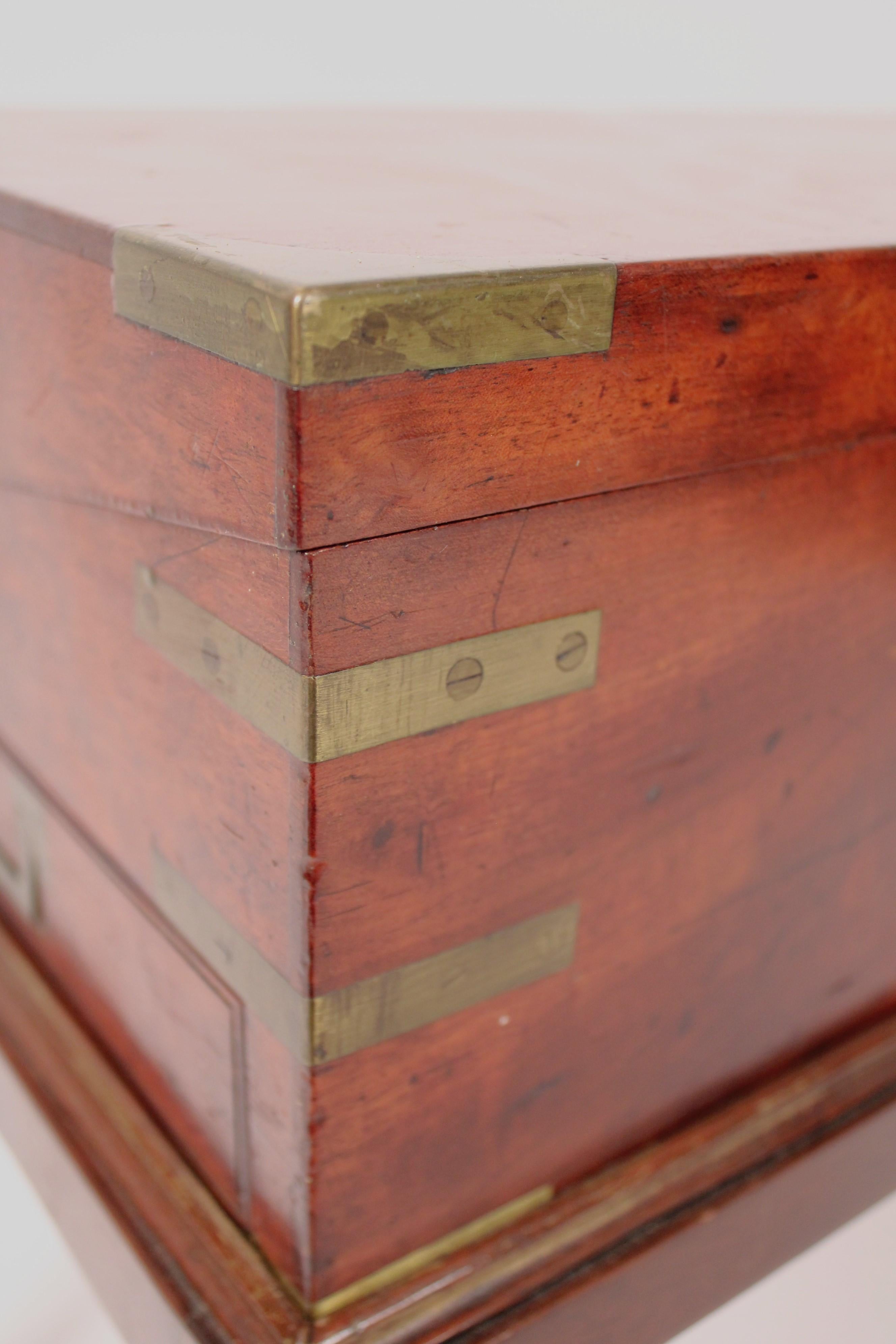 English Campaign Style Traveling Desk on Stand For Sale 6