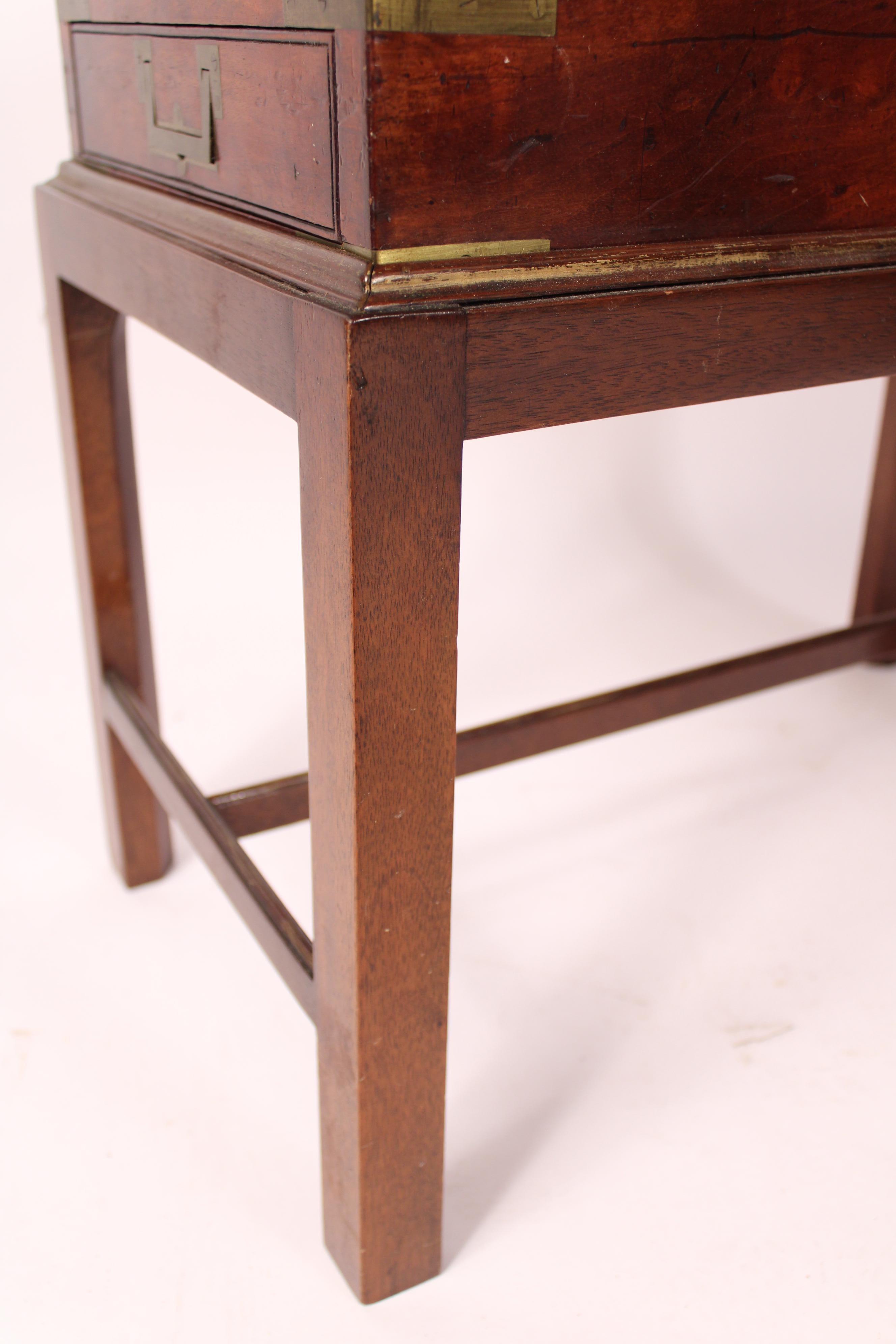 English Campaign Style Traveling Desk on Stand For Sale 7