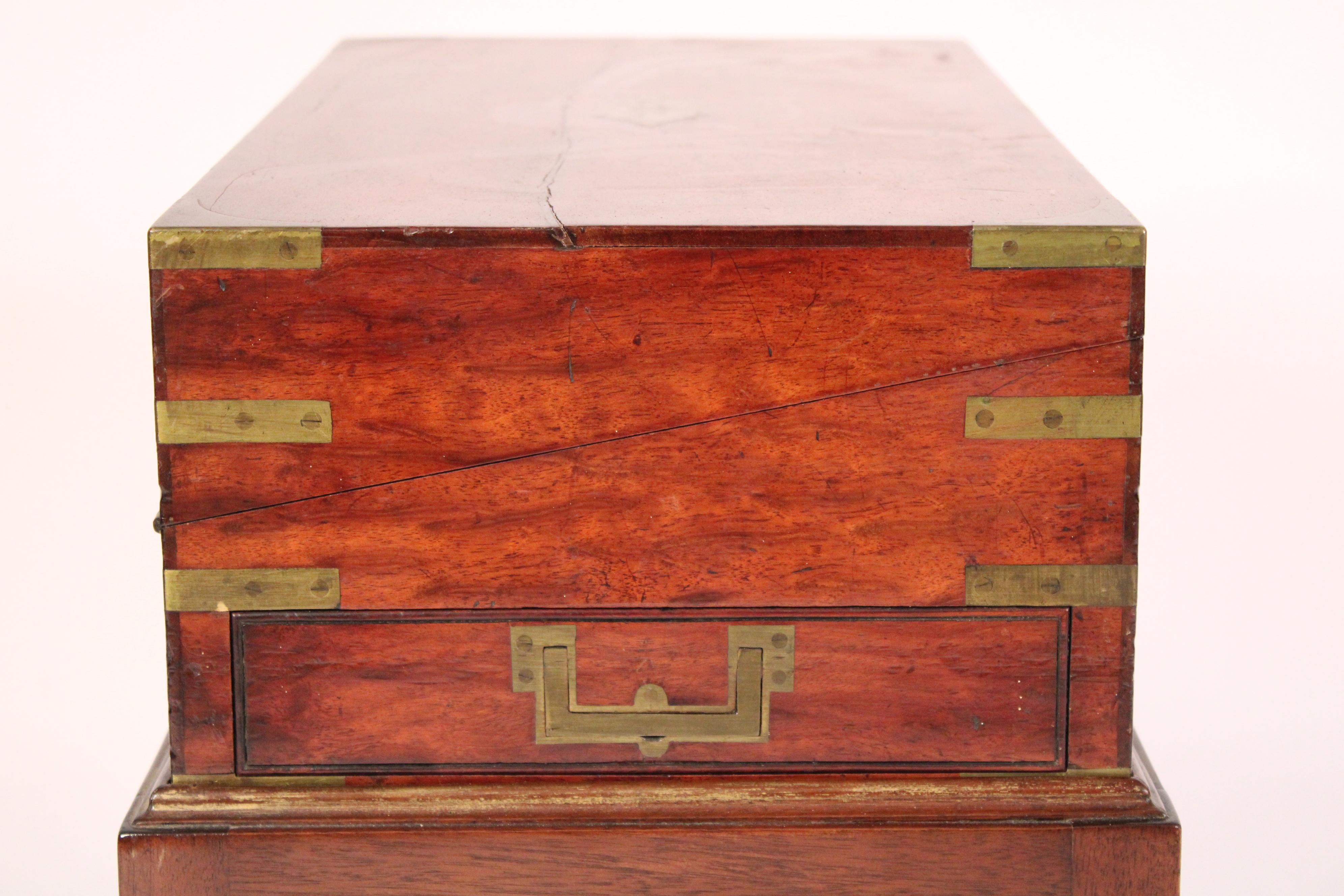 Brass English Campaign Style Traveling Desk on Stand For Sale