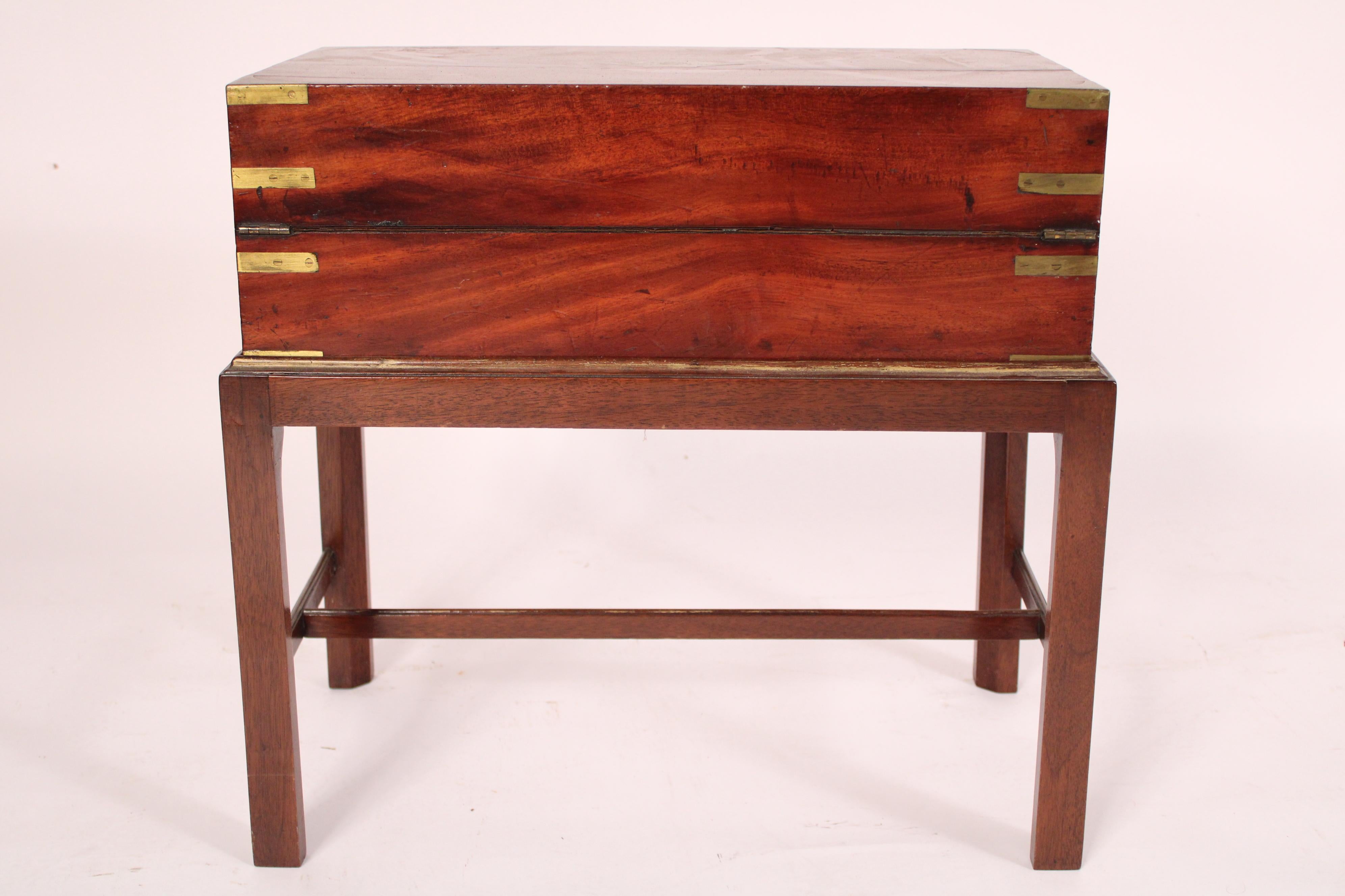English Campaign Style Traveling Desk on Stand For Sale 1