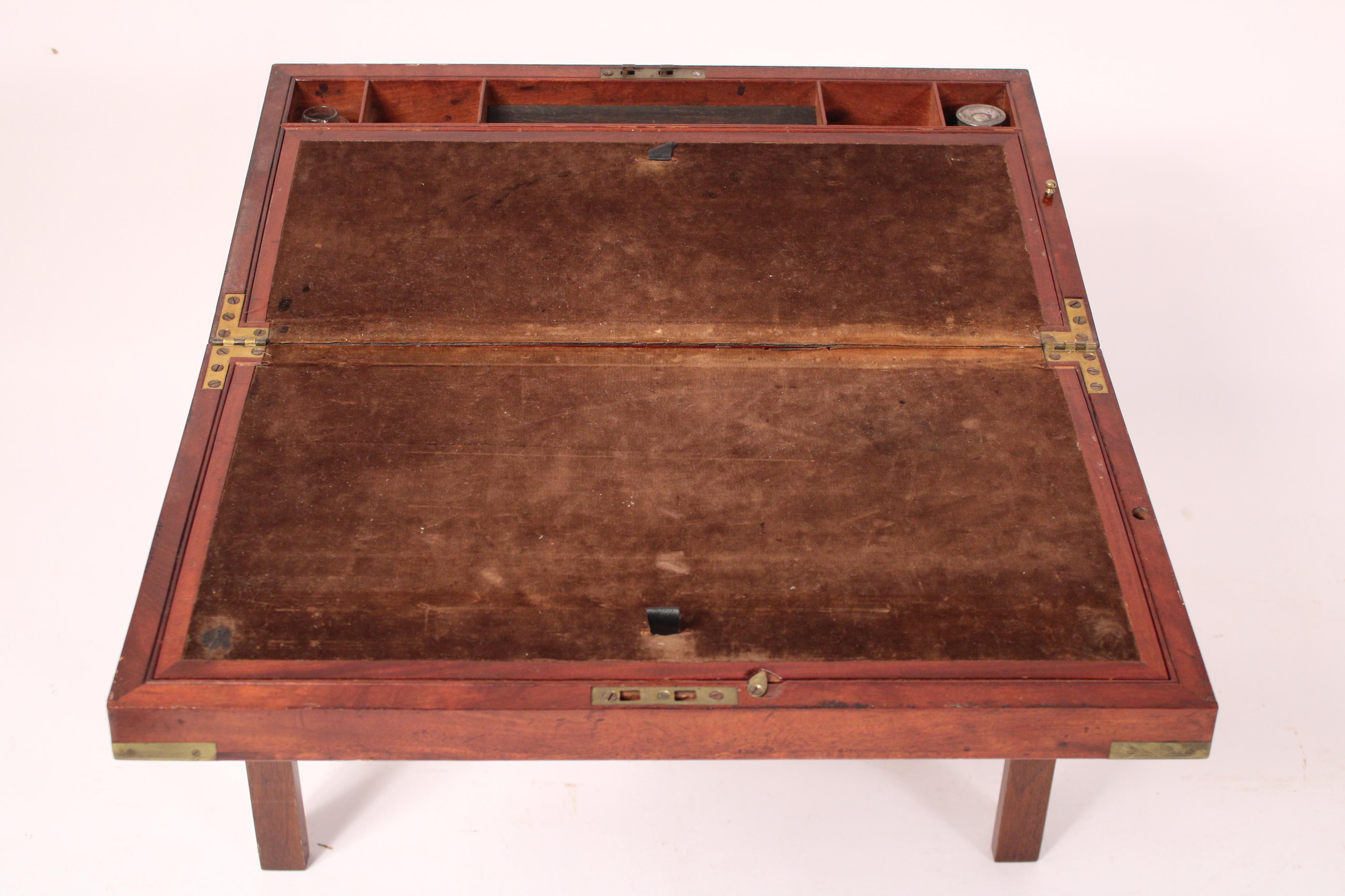English Campaign Style Traveling Desk on Stand For Sale 2