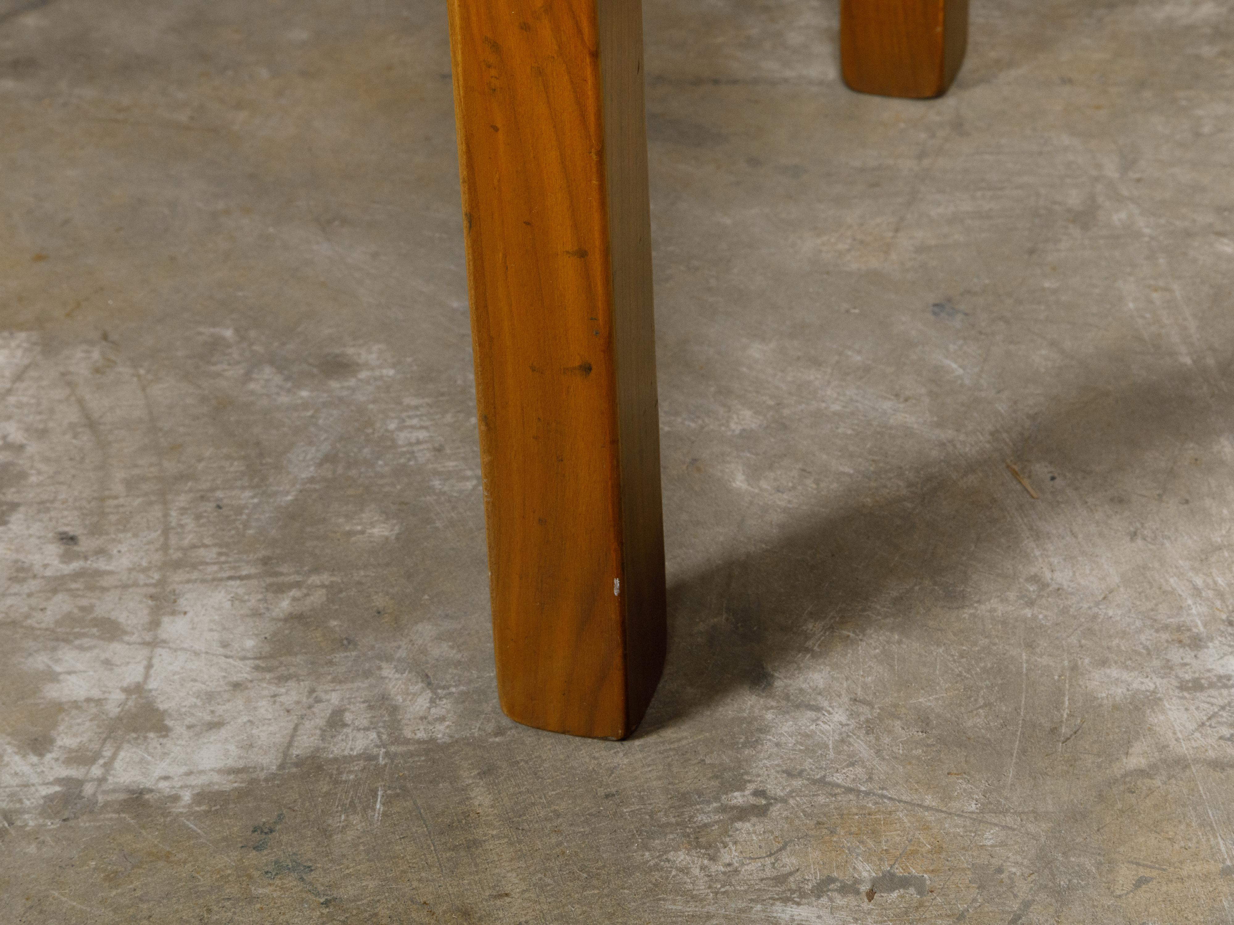 English Campaign Yew Wood 1920s Side Table with Brass Accents and Straight Legs For Sale 1