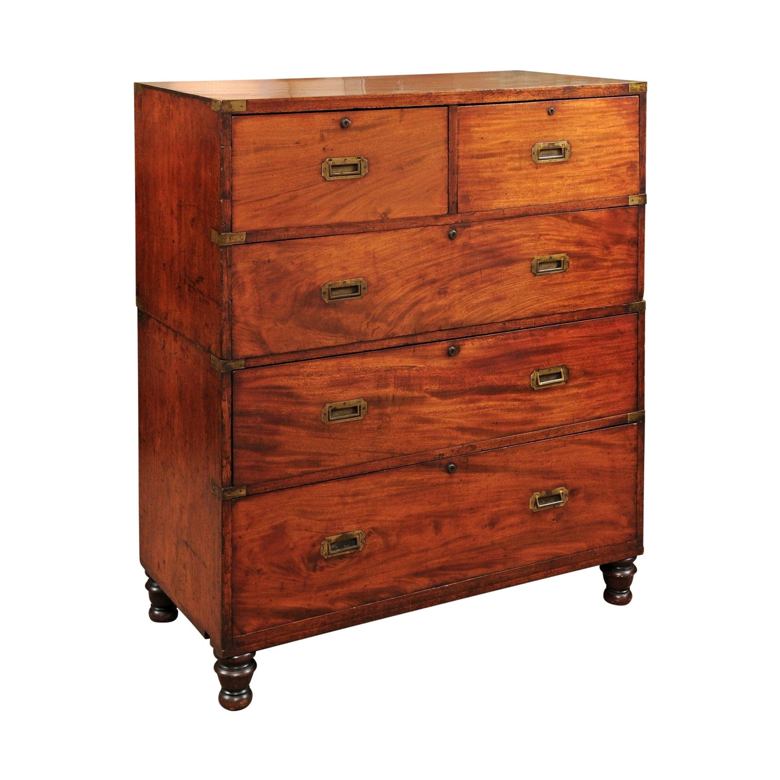 English Camphor Wood Campaign Chest, Mid-19th Century