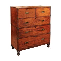 English Camphor Wood Campaign Chest, Mid-19th Century
