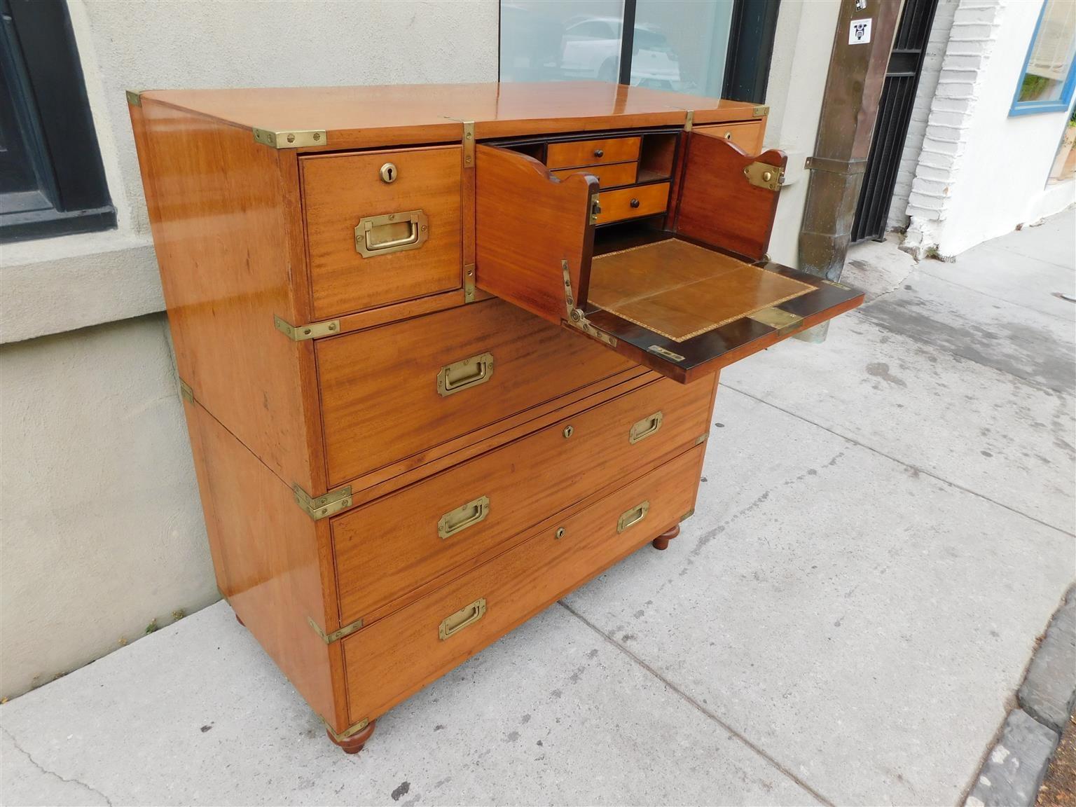 English Camphor Wood Military Campaign Chest with Fitted Interior Desk, C. 1810 For Sale 4