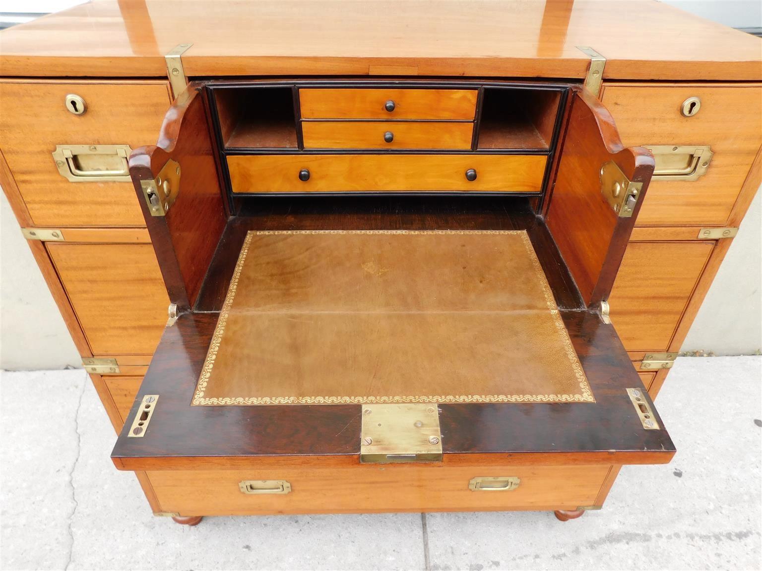 English Camphor Wood Military Campaign Chest with Fitted Interior Desk, C. 1810 For Sale 5